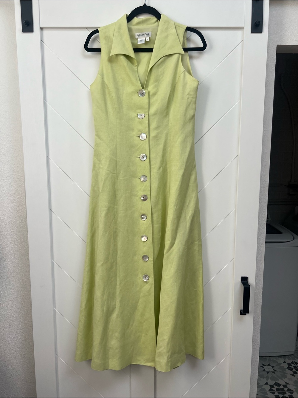 Coldwater Creek Light Green Button-Front Midi Dress